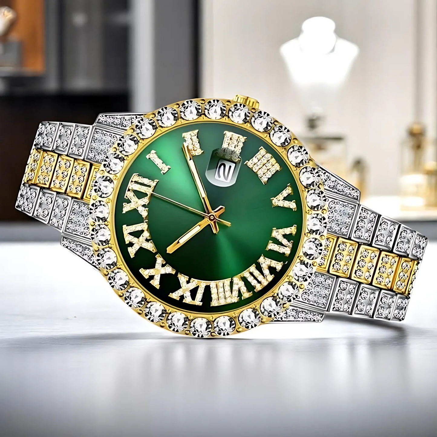 Reloj de Cuarzo Premium con Incrustaciones de Diamante
